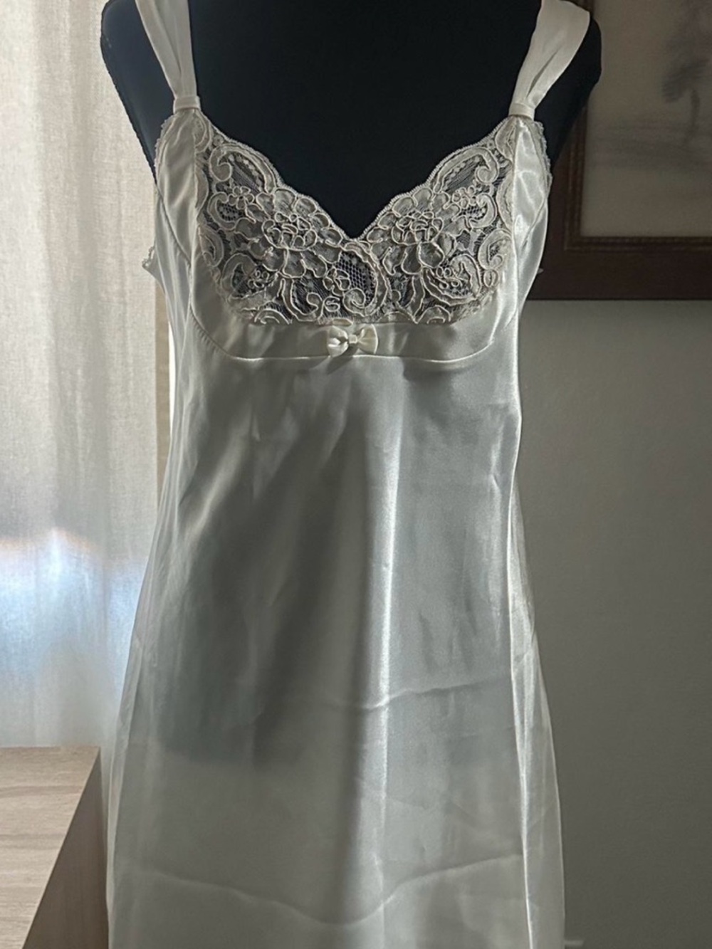 Jones NY Vintage Lace Trim Satin Slip - White